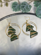 Bijoux-boucles-d-oreilles-elegant-fantaisie-vert-kaki-triangle-isaee